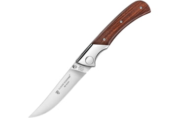 Image of Claude Dozorme EOK Hunting Linerlock Wood Folding Knife, 4.25in Satin 14C28N Sandvik SS Blade, Rosewood Handle, SS Bolster, Thumb Stud, Dozorme Adjustment Wrench In Bolster To Retighten Axis, Gift Boxed., 1.15.140.55