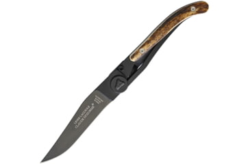 Image of Claude Dozorme Laguiole Framelock Stag Folding Knife, 3.5in Black X50Crmov15 SS Clip Point Blade, Stag Bone Handle,, 1.60.142.79N