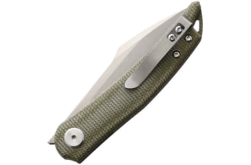 Image of CMB Made Knives Kisame Micarta SW Folding Knife, 4in Closed, 3in Stonewash Bohler K110 Stainless Blade, Green Canvas Micarta Handle, Nylon Sheath, CMB03G