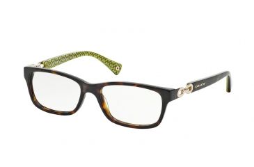 Image of Coach FANNIE HC6052 Progressive Prescription Eyeglasses 5232-52 - Dark Tortoise/Dark Tortoise Green Sig C Frame