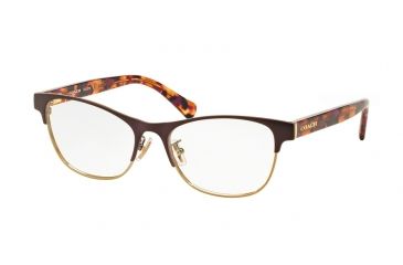 Image of Coach HC5074 Single Vision Prescription Eyeglasses 9241-52 - Satin Prpl Gold/Prpl Confetti Frame