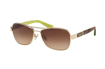 Image of Coach L038 CAROLINE HC7012 Single Vision Prescription Sunglasses HC7012-910013-56 - Lens Diameter 56 mm, Frame Color Gold/Tortoise