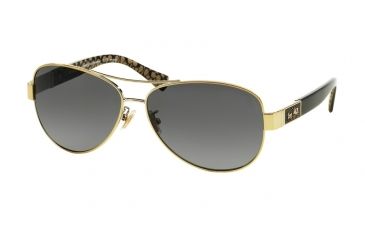 Image of Coach L103 CHRISTINA HC7047 Single Vision Prescription Sunglasses, 59mm, Gold/Black Military Sig C, HC7047-9201T3-59-SV