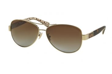 Image of Coach L103 CHRISTINA HC7047 Single Vision Prescription Sunglasses HC7047-9202T5-59 - Lens Diameter 59 mm, Frame Color Gold/Dark Tortoise Sand Sig C