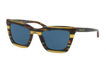 Image of Coach L1630 HC8203 Progressive Prescription Sunglasses HC8203-544180-54 - Lens Diameter 54 mm, Frame Color Blue Honey Gltr Varsity Stripe