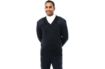 Image of Cobmex V-neck Rib commando With Velcro Epaulets, Poly-cotton Shoulder And Elbow Patches, Dark Navy - 8081DNXS