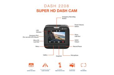 Image of Cobra Super HD Dash 2208 Camera, Black DASH2208