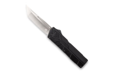 Image of CobraTec Knives Lightweight OTF Knife, 3.25in, D2 Steel, Tanto Non-Serrated, Black Handle, BCTLWTNS