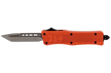 Image of Cobra Tec Knives CTK-1 Small OTF Automatic Folding Knives, 2.75in, 440C Stainless Steel, Black, Drop Point, Orange, SORCTK1SDNS