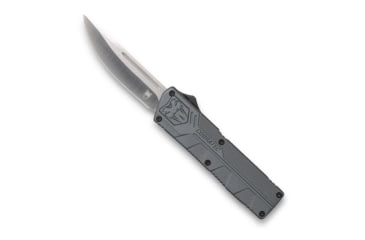Image of CobraTec Knives Lightweight OTF Knife, 3.25in, D2 Steel, Drop Non-Serrated, Grey Handle, GYCTLWDNS