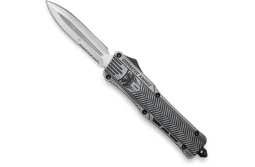 Image of Cobra Tec Knives CTK-1 OTF Large Knife, 3.75, D2 Steel, Partially Serrated, Alloy Stonewash Handle, LSWCTK1LDG2SS