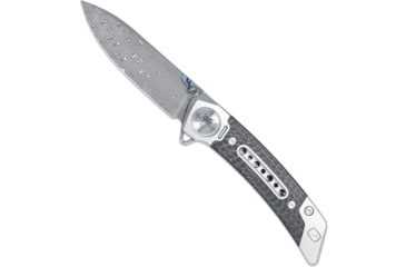 Image of CobraTec Knives Emperor Assisted Opening Folding Knife, 3in, VG-10 SS, Drop Point, Titanium/Carbon Fiber, Grey Handle, CTEMPDAMDNS