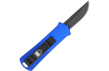 Image of CobraTec Knives California 952 OTF Automatic Folding Knife, 1.75in, Stonewashed D2 Steel, Non-Serrated Drop Blade, Blue, CALI952BLUDNS