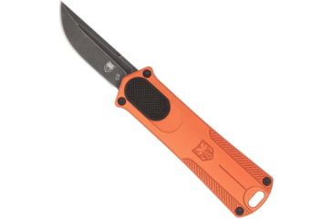 Image of CobraTec Knives California 952 OTF Automatic Folding Knife, 1.75in, Stonewashed D2 Steel, Non-Serrated Drop Point, Aluminum Handle, Orange, CALI952ORGDNS