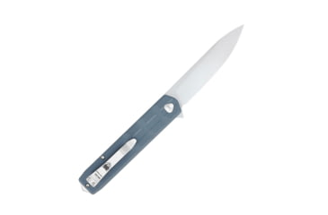 Image of CobraTec Knives Large Kuzio Automatic Folding Knife, 3.75in, D2 Lightly Stonewashed, Drop Not Serrated Blade, Grey Handle, CTKUZIOGRYDNS