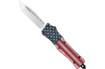 Image of Cobra Tec Knives CTK-1 OTF Large Knife 3.75 in, D2 Steel, Tanto Not Serrated, American Flag, LUSACTK1LTNS