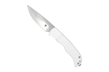 Image of CobraTec Knives Cyclone Hidden Release OTF Automatic Folding Knife, 3in, Plain Satin D2 Steel, Drop Point Blade, 4 in Aluminum, White Handle, CTCLNHRSIL