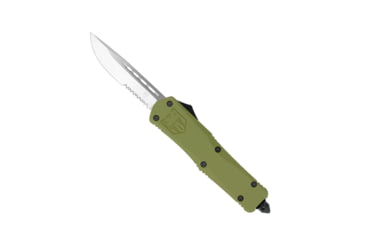 Image of CobraTec Knives FS-3 Large OTF Automatic Folding Knife, 3.5in, D2 Steel, Drop Serrated Blade, Od Green Handle, LODFS-3DS