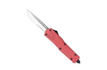 Image of CobraTec Knives FS-3 Large OTF Automatic Folding Knife, 3.5in, D2 Steel, Drop Serrated Blade, Red Handle, LRFS-3DS