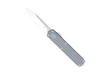 Image of CobraTec Knives Large Warrior OTF Knife, 3.25in, M390 Drop Non-Serrated Blade, Grey, CTWGRYM390DNS