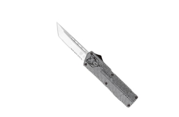 Image of CobraTec Knives Lightweight OTF Knife, 3.25in, D2 Steel, Tanto Serrated, Carbon Fiber Handle, CFCTLWTS
