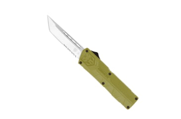 Image of CobraTec Knives Lightweight OTF Knife, 3.25in, D2 Steel, Tanto Serrated, OD Green Handle, ODCTLWTS