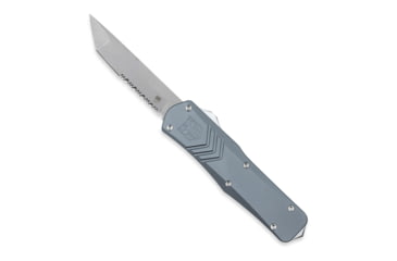 Image of CobraTec Knives FS-X Medium Gen II OTF Automatic Folding Knife, 3in, Stonewashed D2 Steel Blade, Tanto Serrated Blade, Grey Handle, MGRYFS-XGEN2TS