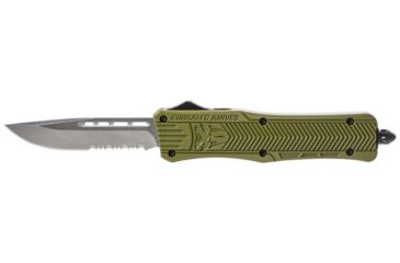 Image of CobraTec Knives CTK-1 Medium OTF Automatic Folding Knife, 3in, D2 Steel, Drop Serrated, Zinc Aluminum Alloy OD Green Handle, MODCTK1MDS