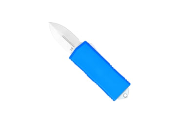 Image of CobraTec Knives Money Clip OTF Automatic Folding Knife, 1.75in, D2 Steel, Dagger Non-Serrated, 6061-T6 Aluminum, Blue Handle, BLUOTFMCDAGNS