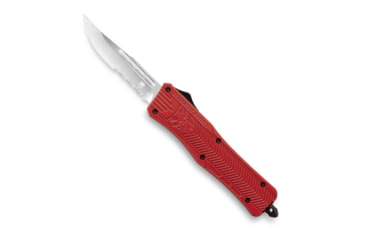 Image of CobraTec Knives CTK-1 Small OTF Automatic Folding Knife, 2.75in, D2 Steel, Drop Serrated Blade, Red Handle, SRCTK-1SDS