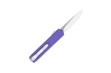 Image of CobraTec Knives Small Warrior OTF Knife, 2.25in, M390 Drop Non-Serrated Blade, Purple Handle, SCTWPURM390DNS