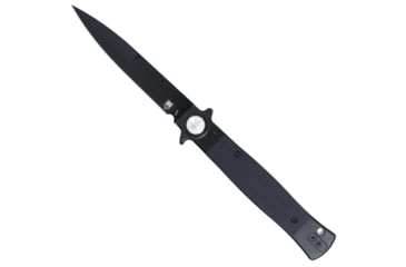 Image of CobraTec Knives Stiletto Button Lock Assisted Opening Folding Knife, 4 in, VG10 Steel, Spear Point Blade, G-10, Black Handle, CTSTLBLG1OBLKBLK