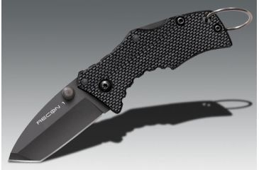Image of Cold Steel Micro Recon 1 Folding Knife, Japanese AUS 8A Stainless Steel w/Black Tuff-Ex Coating 2in Tanto Blade, Griv-Ex Style G-10 Handle, CS-27TDT