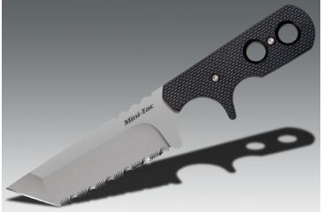 Image of Cold Steel Mini Tac 6.5in Tanto Fixed Blade Neck Knife, Serrated, CS-49HTFS