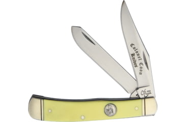 Image of Colonel Coon Trapper Yellow Folding Knife, SS Clip/ Spey Blades, Yellow Smooth Synthetic, Yellow, 54 YELLOW