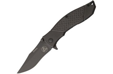 Image of Combative Edge Draco Black A/O Folding Knife,3.5in,Stainless Steel,Standard Edge,Matte Black,Titanium Handle CBE00444