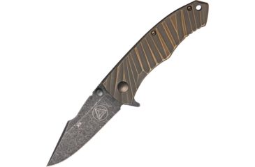 Image of Combative Edge X9 Custom Framelock Folding Knife,3.125in,Carved Bronze and Gold Handle CBE00423