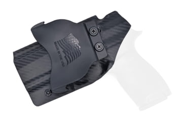 Image of Rounded OWB KYDEX Paddle Holster, Sig Sauer P320 Full Size, Right Hand, Carbon Fiber, SSR-P320FS-CF-RH-OWBPDL