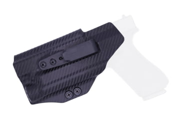 Image of Rounded Tuckable IWB KYDEX Holster, Glock 17 19 19X 22 23 31 32 34 35 45 Gen 1-5 with TLR-1, Left Hand, Carbon Fiber Black, GLK-1917TLR1-CF-LH-TUCK