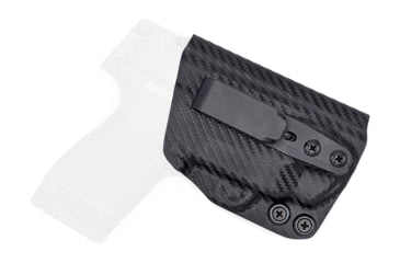 Image of Rounded Tuckable IWB KYDEX Holster, Smith &amp; Wesson M&amp;P SHIELD M2.0 9MM/40SW w/Integrated Crimson Trace Laser, Right Hand, Carbon Fiber Black, SWN-MPSHM2LSR-CF-RH-TUCK