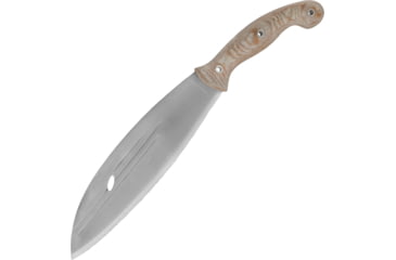Image of Condor Tool and Knife Primitive Bush Mondo Knife, 16in Overall, 10in Satin 1075Hc Steel Blade, Natural Canvas Micarta Handle, Blade Etching, Brown Leather Sheath, CTK3924-9.9