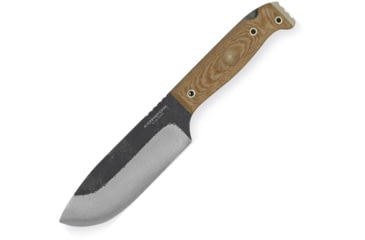 Image of Condor Tool and Knife Selknam Knife, 9.5in Overall, 5in Condor Classic Finish 1075Hc Steel Blade, Natural Canvas Micarta Handle, Brown Leather Sheath, CTK3921-5.1HC