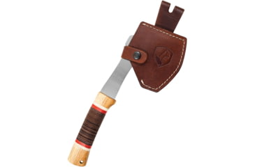Image of Condor Tool and Knife Country Backroads Axe, 12.25in Overall, 4.13in Satin 1075HC Steel Axe Head w/ 4.25in Cutting Edge, American Hickory/Stacked Leather Handle, Leather Sheath, CTK2853-4.1-HC