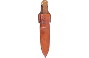 Image of Condor Tool and Knife Trade Dag Fixed Blade Knife, 14.25in Overall, 8in Natural Finish Double Edge 1095HC Steel Blade, Walnut Handle, Brown Leather Belt Sheath, CTK1832-7.9-HC