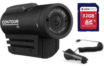 Image of Contour GPS Video Tracking Camera 1400, Contour Camera Car Charger 2900 and AGFAPhoto 32GB SDHC Memory Card AP32GIGSDHCCL10 