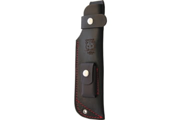 Image of Cougar Creek Survival Bowie Red Linen Knife, 11.25in Overall, 6.63in Satin 1095Hc Steel Blade, Red Linen Micarta Handle, Green Liners, Black Leather Sheath, TFCC5 RED LINEN
