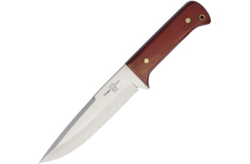 Image of Cougar Creek Survival Bowie Red Linen Knife, 11.25in Overall, 6.63in Satin 1095Hc Steel Blade, Red Linen Micarta Handle, Green Liners, Black Leather Sheath, TFCC5 RED LINEN