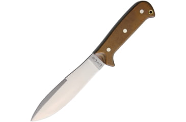 Image of Cougar Creek Wilderness Survivor Brown Knife, 10.5in Overall, 5.75in Satin 1095Hc Steel Blade, Brown Canvas Micarta Handle, Green Liners, Brown Leather Sheath w/ Sharpening Stone, QC0113BROWN CANVAS