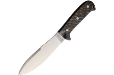 Image of Cougar Creek Wilderness Survivor Knife, 10.5in Overall, 5.75in Satin 1095Hc Steel Blade, Carbon Fiber Handle, Red Liners, Brown Leather Sheath w/ Sharpening Stone, QC0113CARBON FIBER