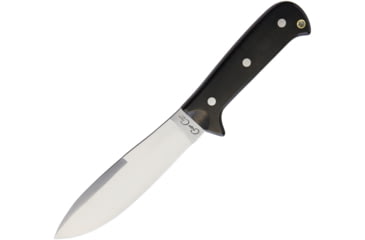 Image of Cougar Creek Wilderness Survivor Line Knife, 10.5in Overall, 5.75in Satin 1095Hc Steel Blade, Black Linen Micarta Handle, Red Liners, Brown Leather Sheath, CCQC0113B